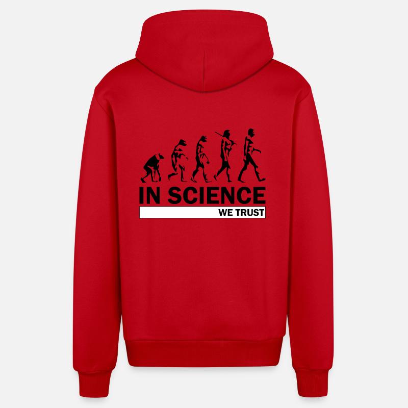 Science Evolution - Organic Relaxed Hooded Jacket Made in EU - red