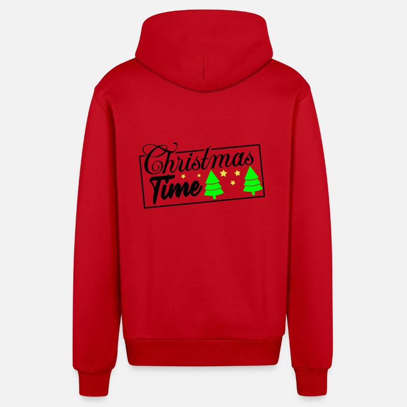 Période de Noël - Veste à capuche bio décontractée fabriquée en UE - rouge