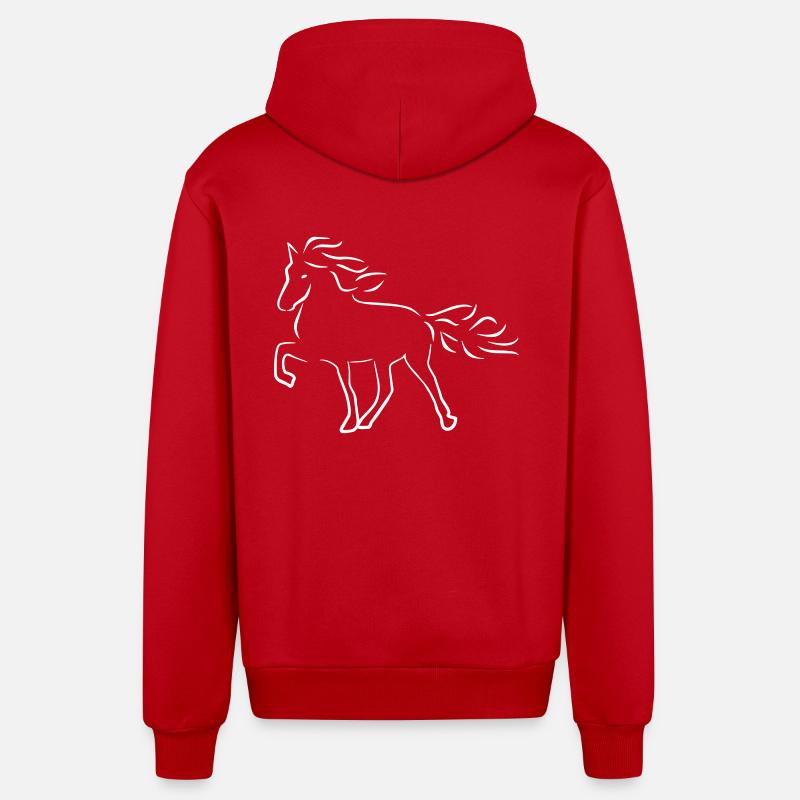 Cheval d’Islande - Veste à capuche bio décontractée fabriquée en UE - rouge