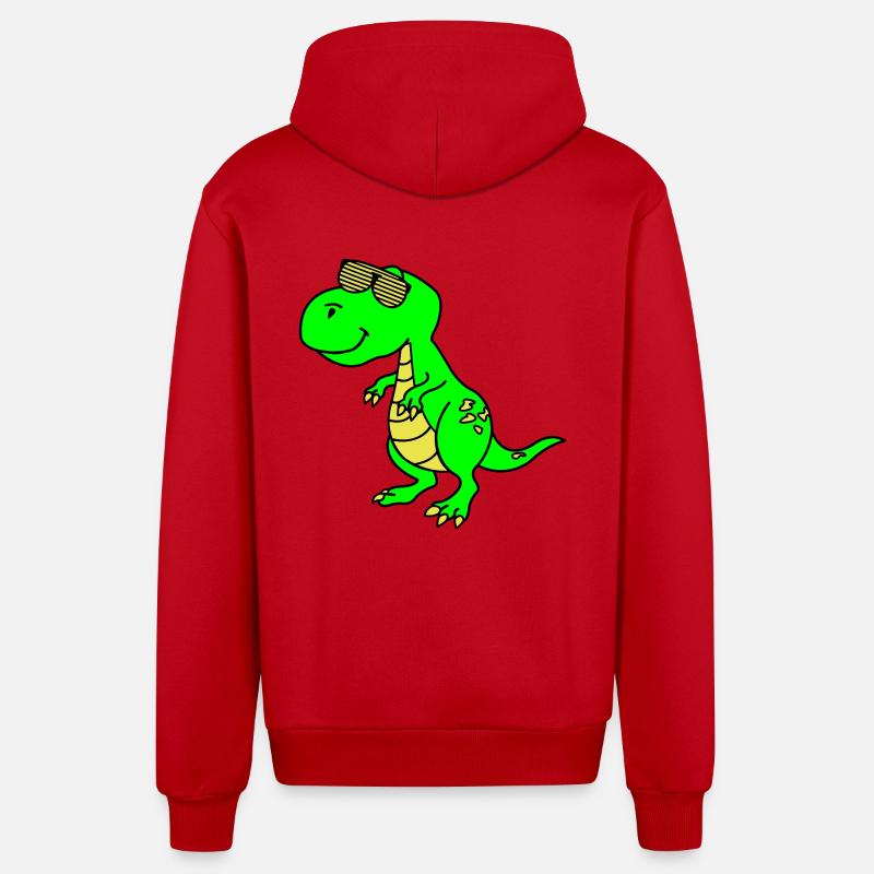 Cool Dinosaur - Organic Relaxed Hooded Jacket Made in EU - red