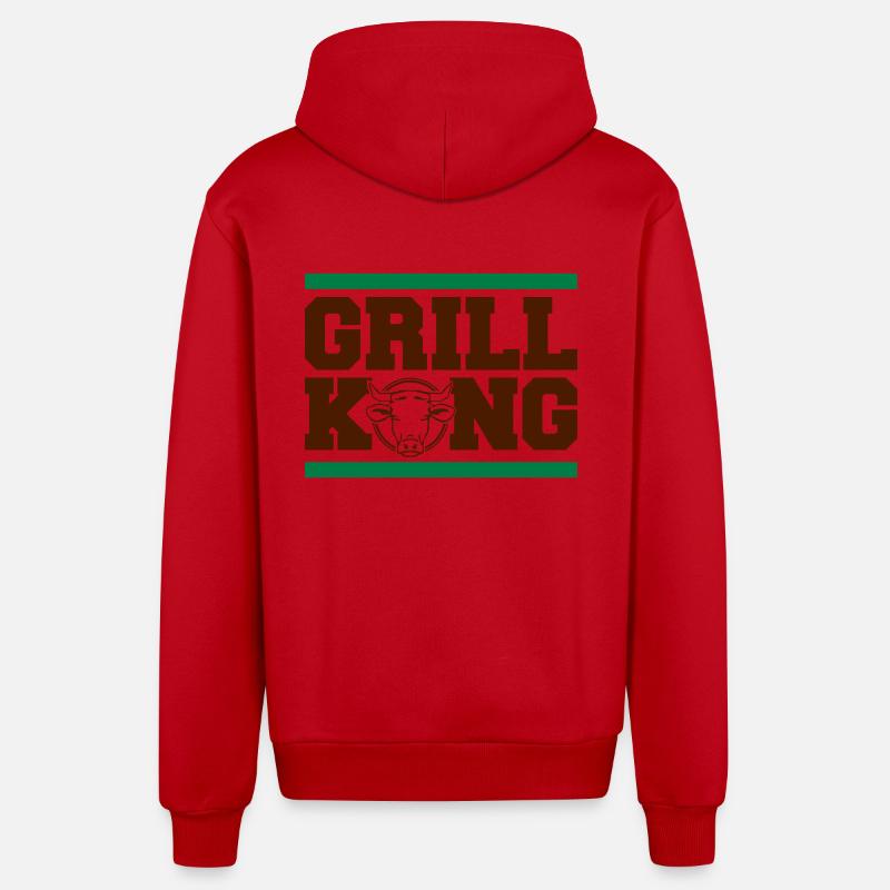Grill King - Veste à capuche bio décontractée fabriquée en UE - rouge