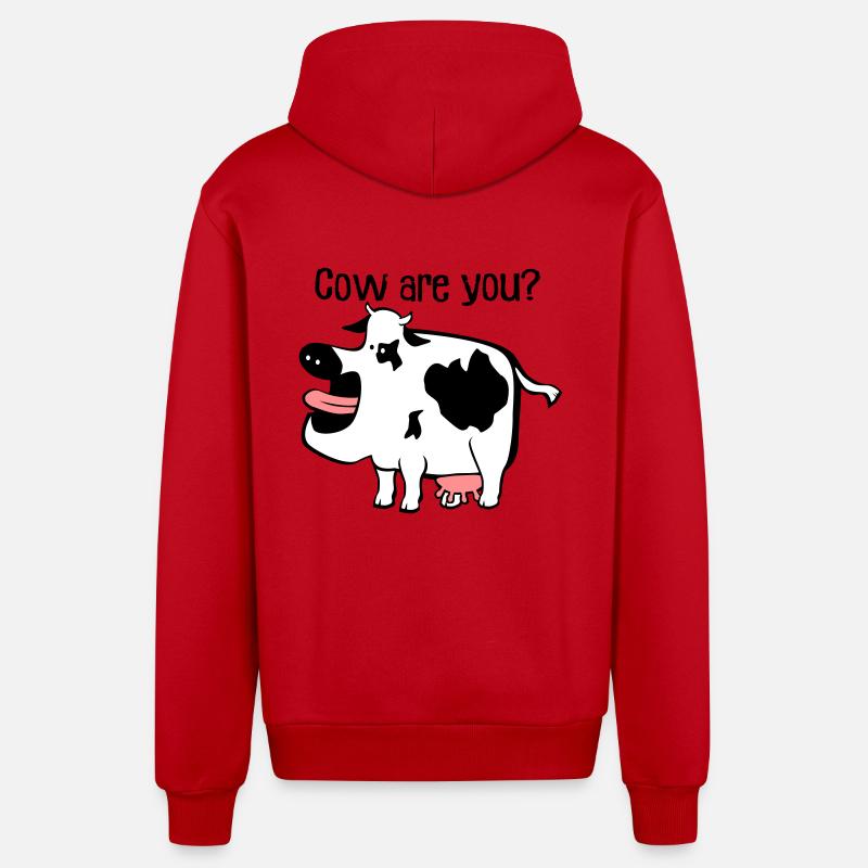 Cow êtes-vous? - Veste à capuche bio décontractée fabriquée en UE - rouge