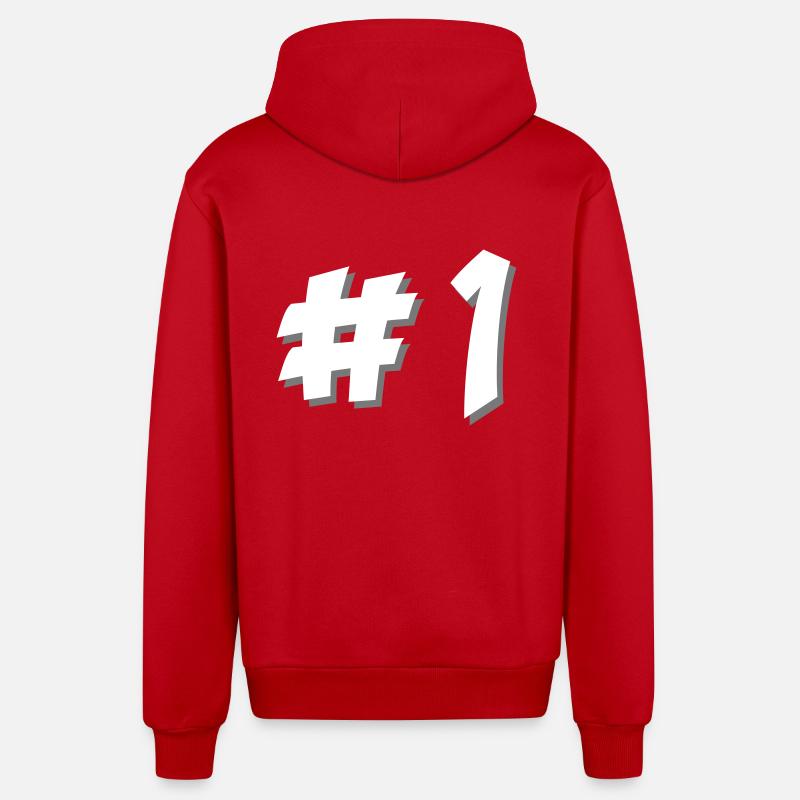 Numéro un - Veste à capuche bio décontractée fabriquée en UE - rouge