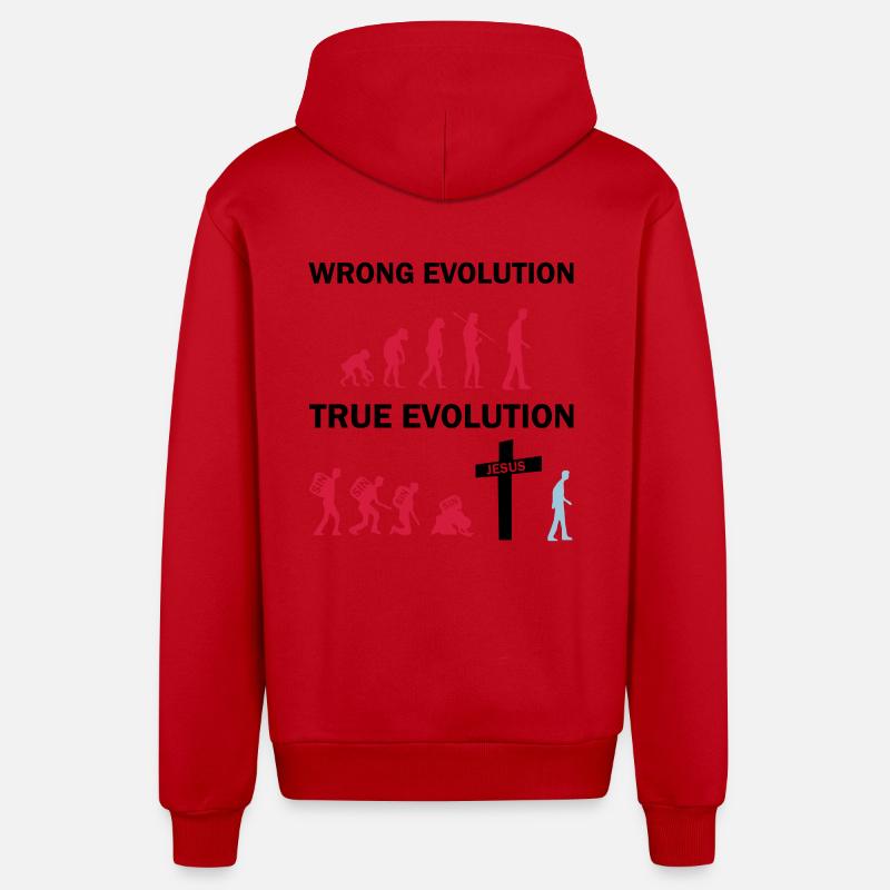 Jésus de la véritable évolution - Veste à capuche bio décontractée fabriquée en UE - rouge