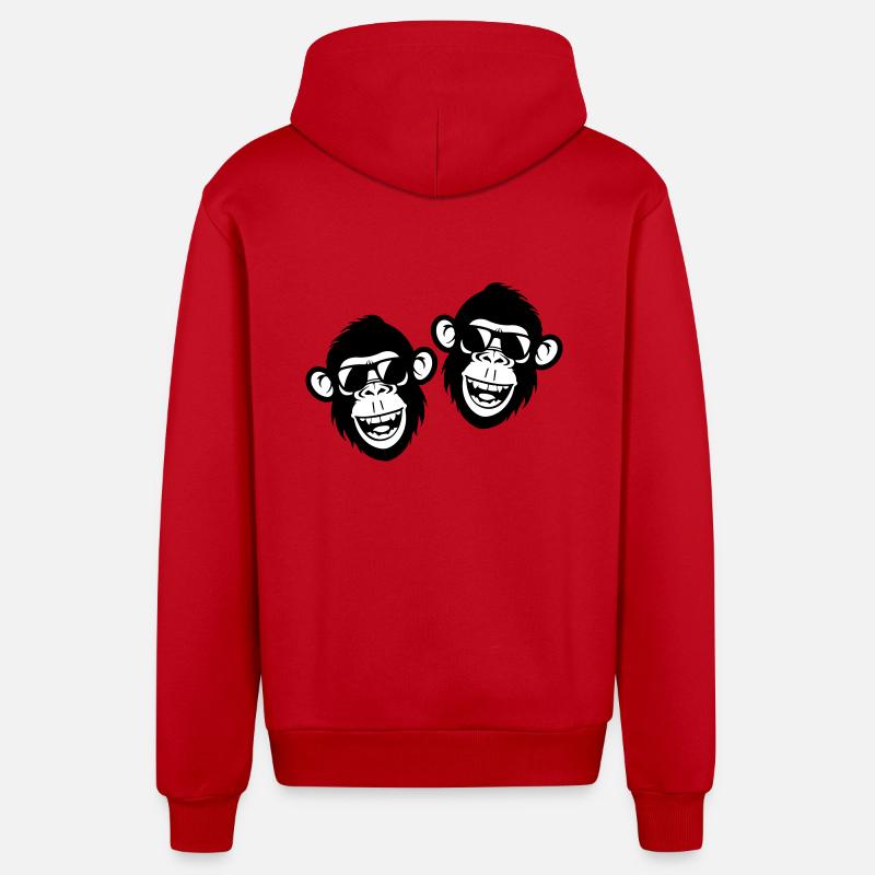 Singe Drôle Cool - Veste à capuche bio décontractée fabriquée en UE - rouge