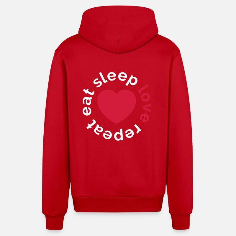 manger sommeil amour répéter - Veste à capuche bio décontractée fabriquée en UE - rouge