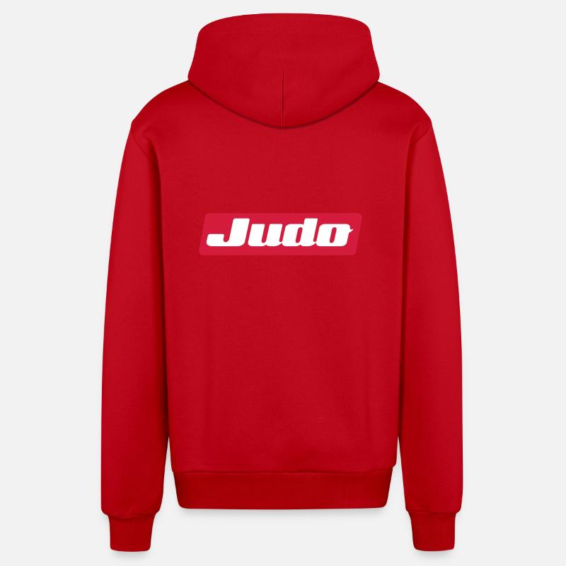 judo - Organic Relaxed Hooded Jacket Made in EU - red
