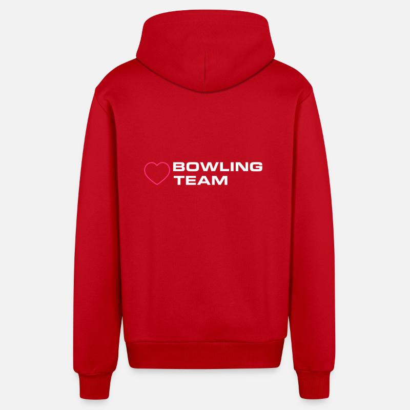 Bowling Team Herz - Organic Relaxed Kapuzenjacke Made in EU - Rot