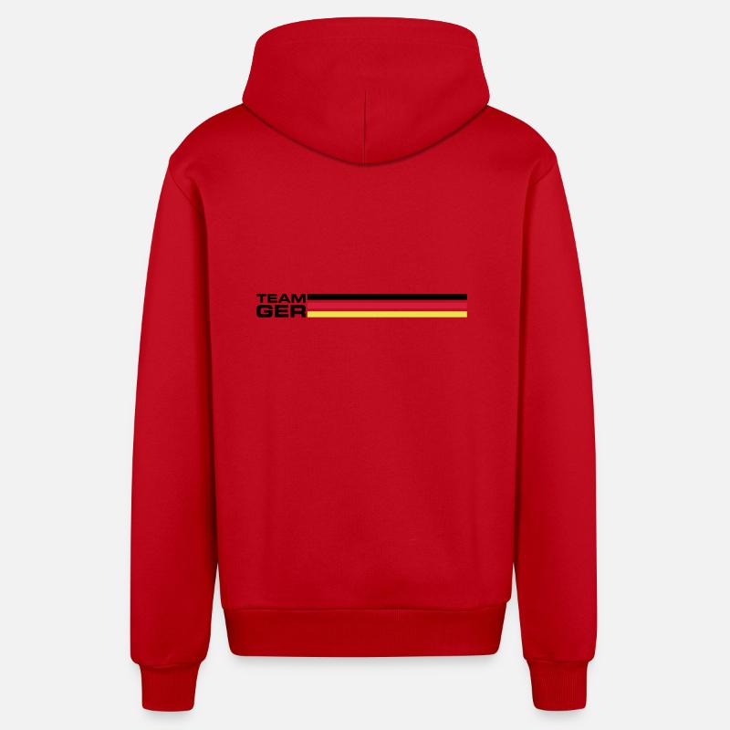 Team Germany - Organic Relaxed Kapuzenjacke Made in EU - Rot