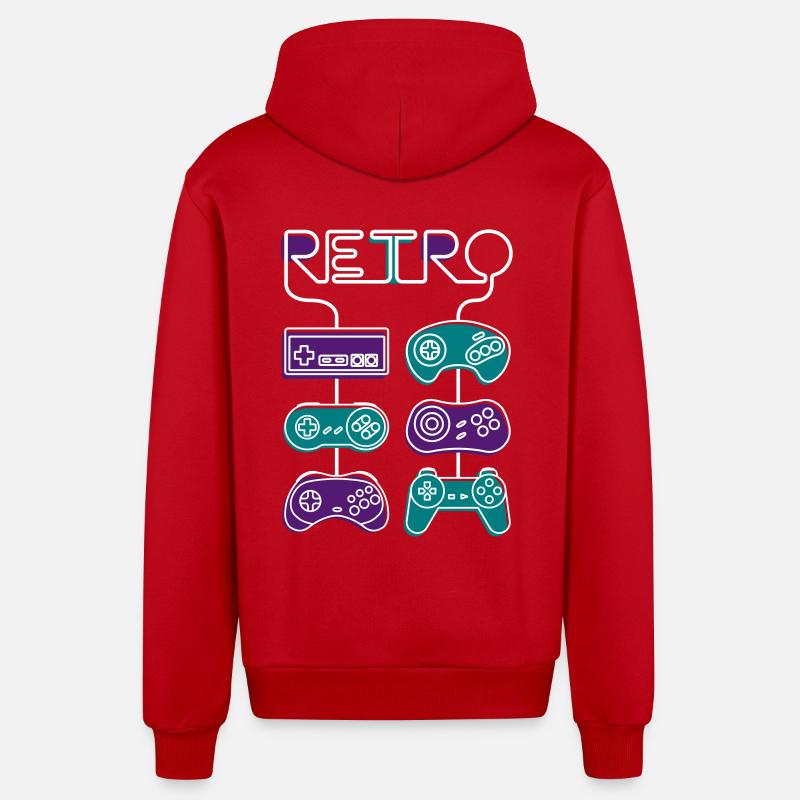 Retro Gaming - Veste à capuche bio décontractée fabriquée en UE - rouge