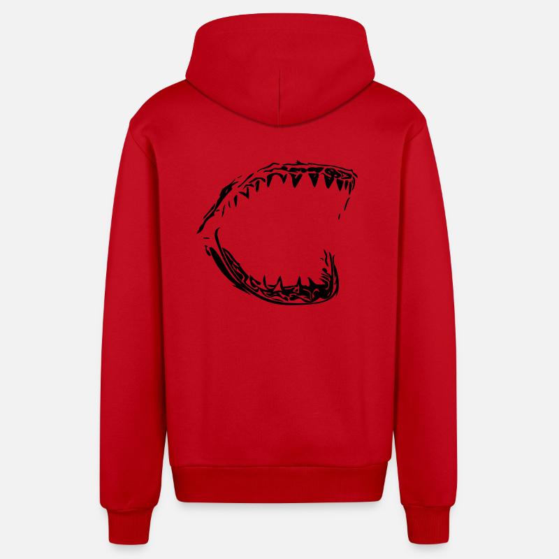 Giant vector shark bit - Organic Relaxed Hooded Jacket Made in EU - red