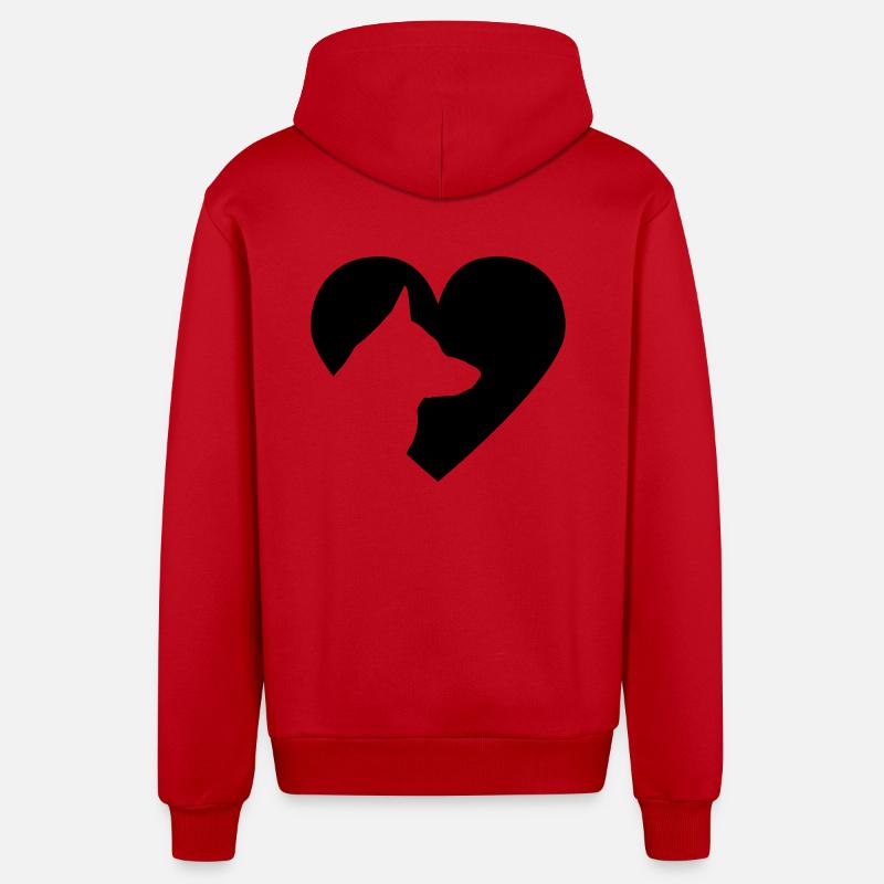 Herz mit Schäferhund Vector - Organic Relaxed Kapuzenjacke Made in EU - Rot