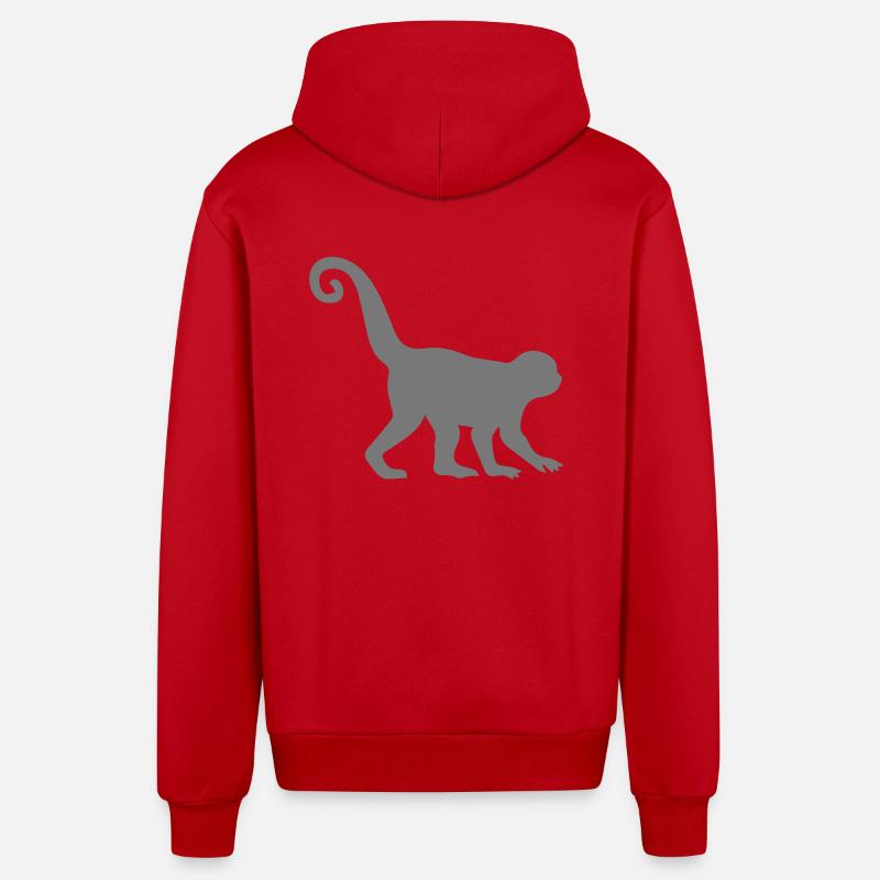 Silhouette de singe - Veste à capuche bio décontractée fabriquée en UE - rouge