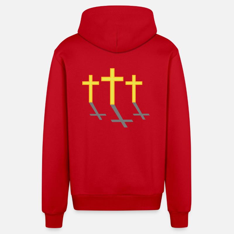 Trois Croix - Veste à capuche bio décontractée fabriquée en UE - rouge