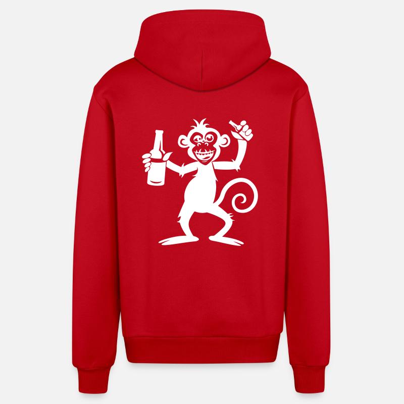 Bière Monkey Party - Veste à capuche bio décontractée fabriquée en UE - rouge