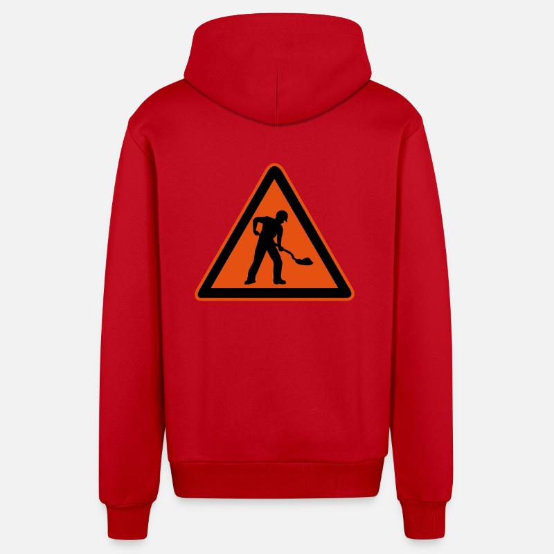 schild straßenbau baustelle - Organic Relaxed Kapuzenjacke Made in EU - Rot