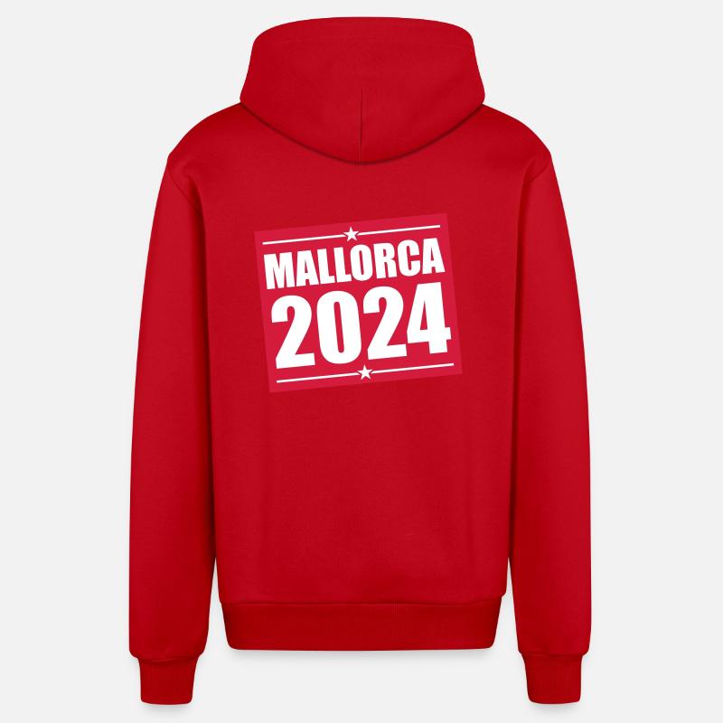 Majorque 2024 - Veste à capuche bio décontractée fabriquée en UE - rouge