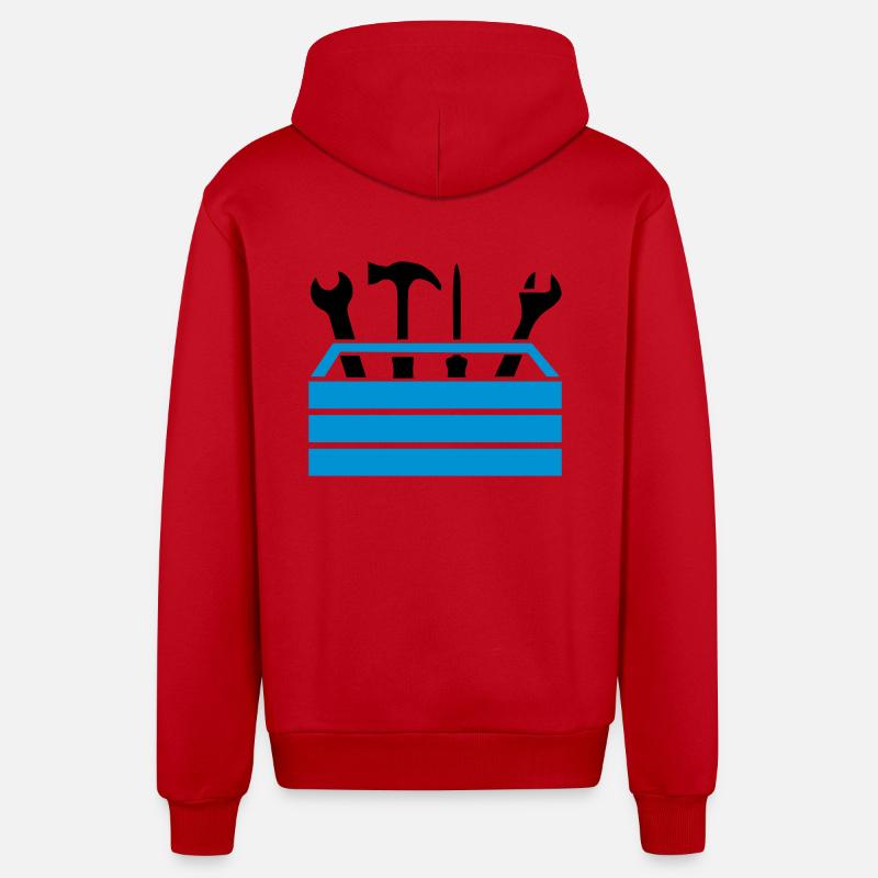 Boîte à outils de l’atelier - Veste à capuche bio décontractée fabriquée en UE - rouge