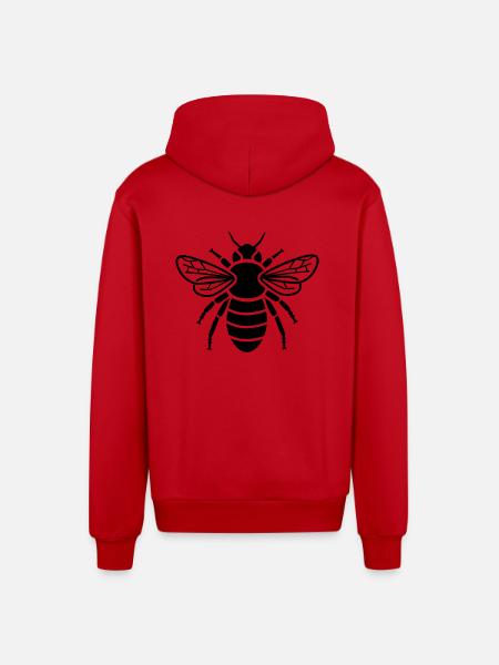 Bee - insect - Organic Relaxed Hooded Jacket Made in EU - red