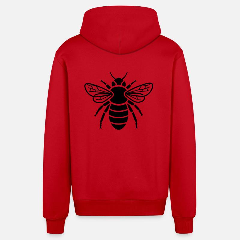 Abeille - insectes - Veste à capuche bio décontractée fabriquée en UE - rouge