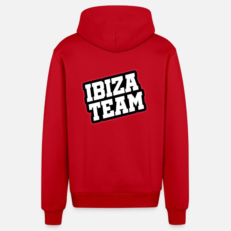 Équipe d’Ibiza - Veste à capuche bio décontractée fabriquée en UE - rouge