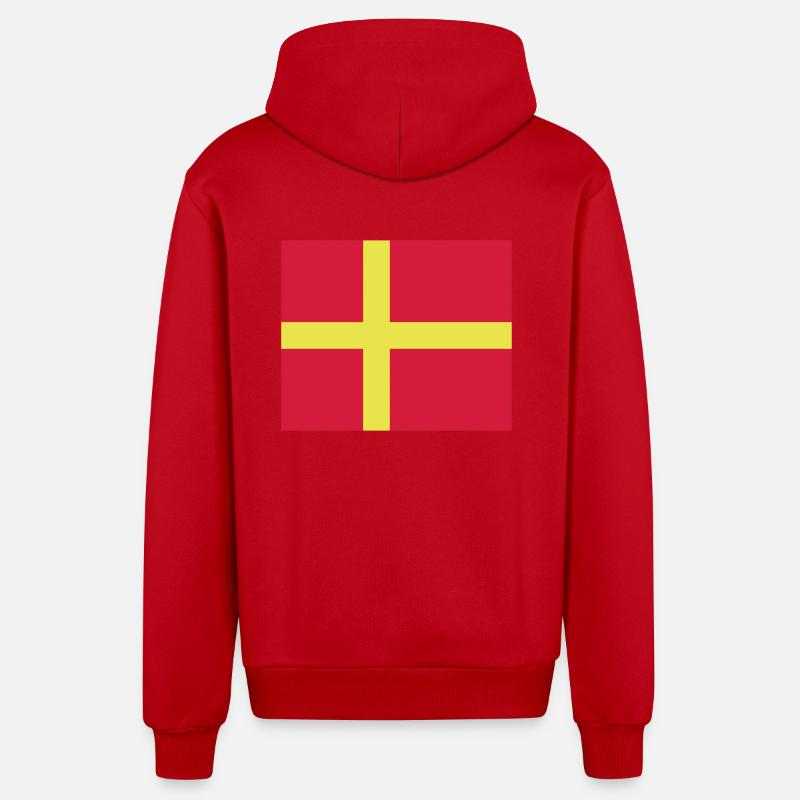 Drapeau de Skane - Veste à capuche bio décontractée fabriquée en UE - rouge