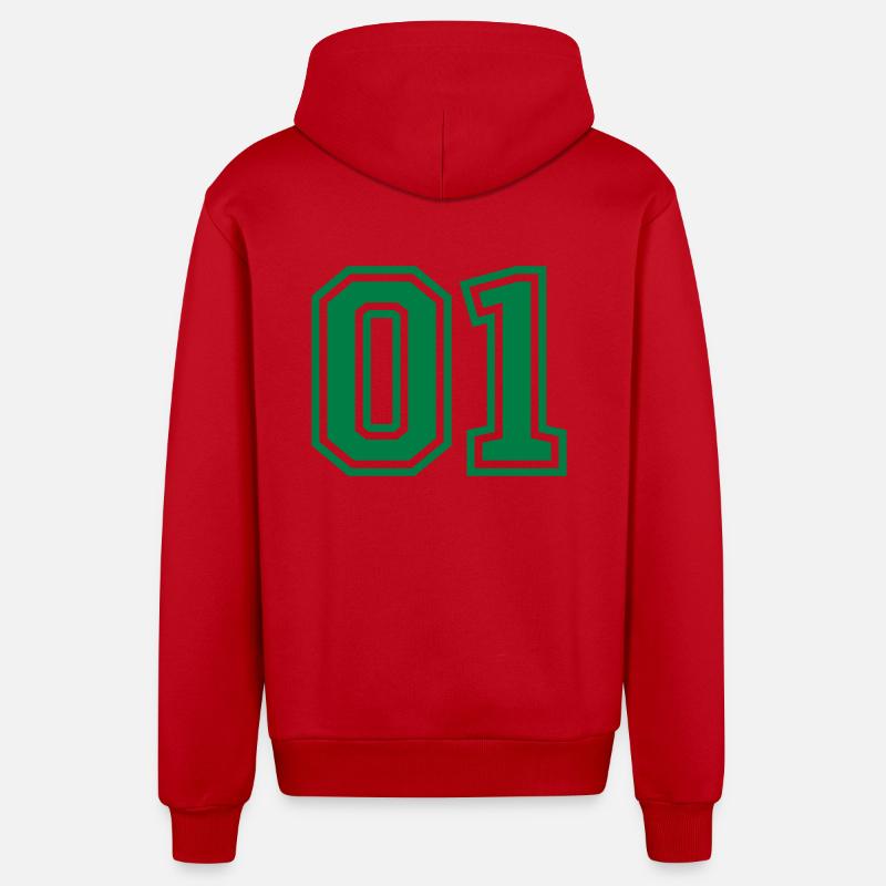 01 eins nummer - Organic Relaxed Kapuzenjacke Made in EU - Rot