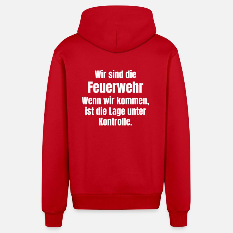 Un groupe de pompiers part en excursion - Veste à capuche bio décontractée fabriquée en UE - rouge