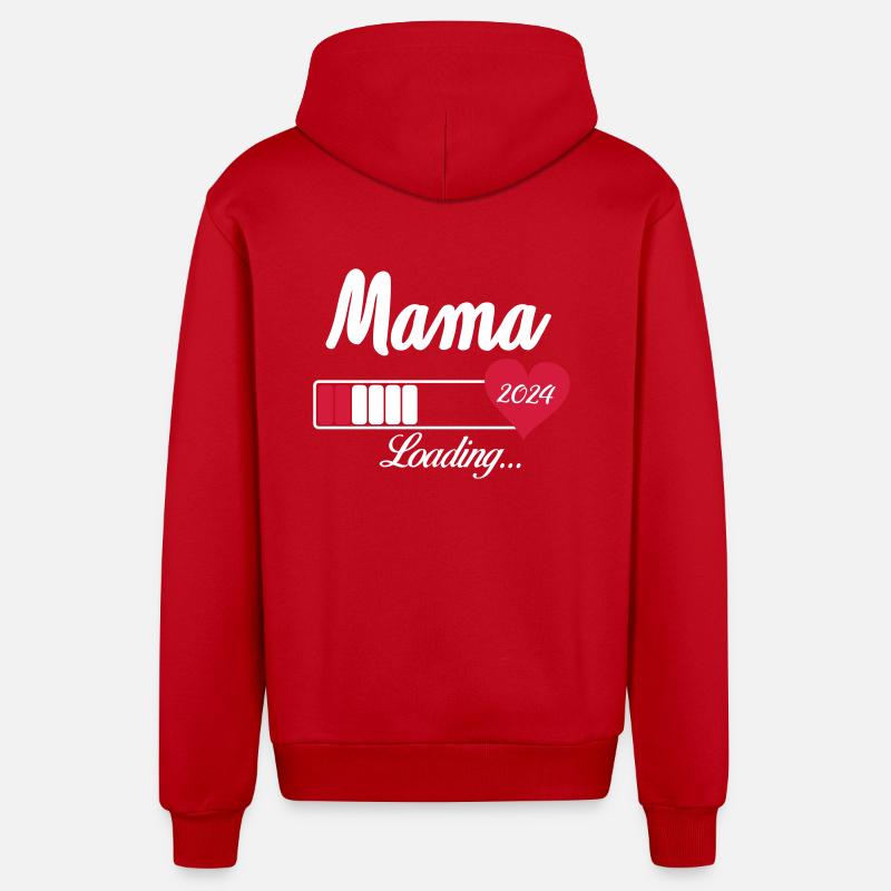 Mama Loading 2024 - Organic Relaxed Hooded Jacket Made in EU - red