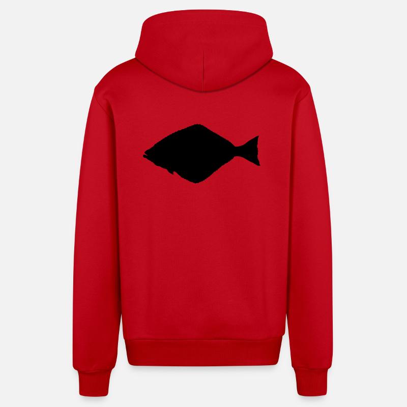flétan - Veste à capuche bio décontractée fabriquée en UE - rouge
