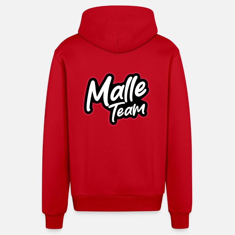 L’équipe Malle - Veste à capuche bio décontractée fabriquée en UE - rouge