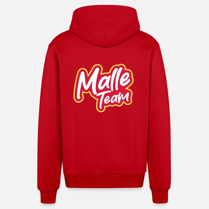 L’équipe Malle - Veste à capuche bio décontractée fabriquée en UE - rouge