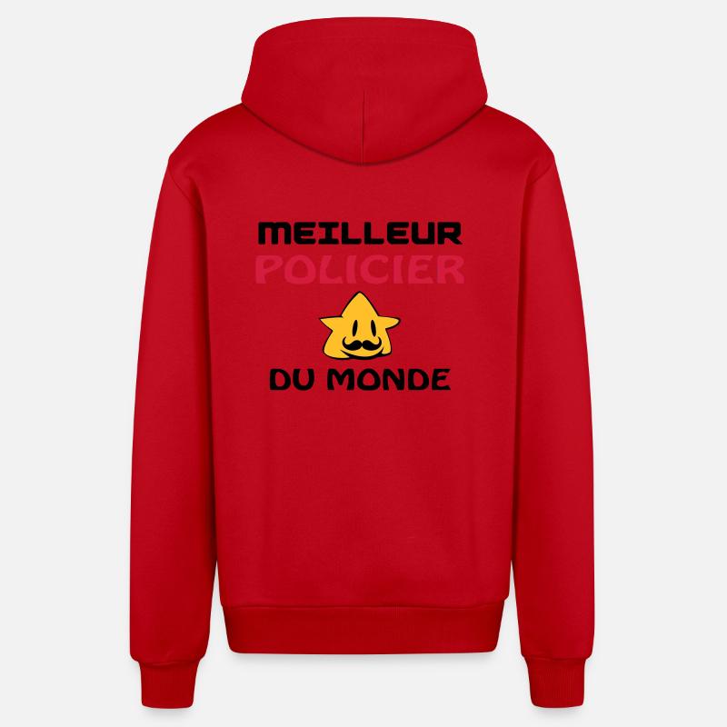 MEILLEUR POLICIER DU MONDE - Veste à capuche bio décontractée fabriquée en UE - rouge