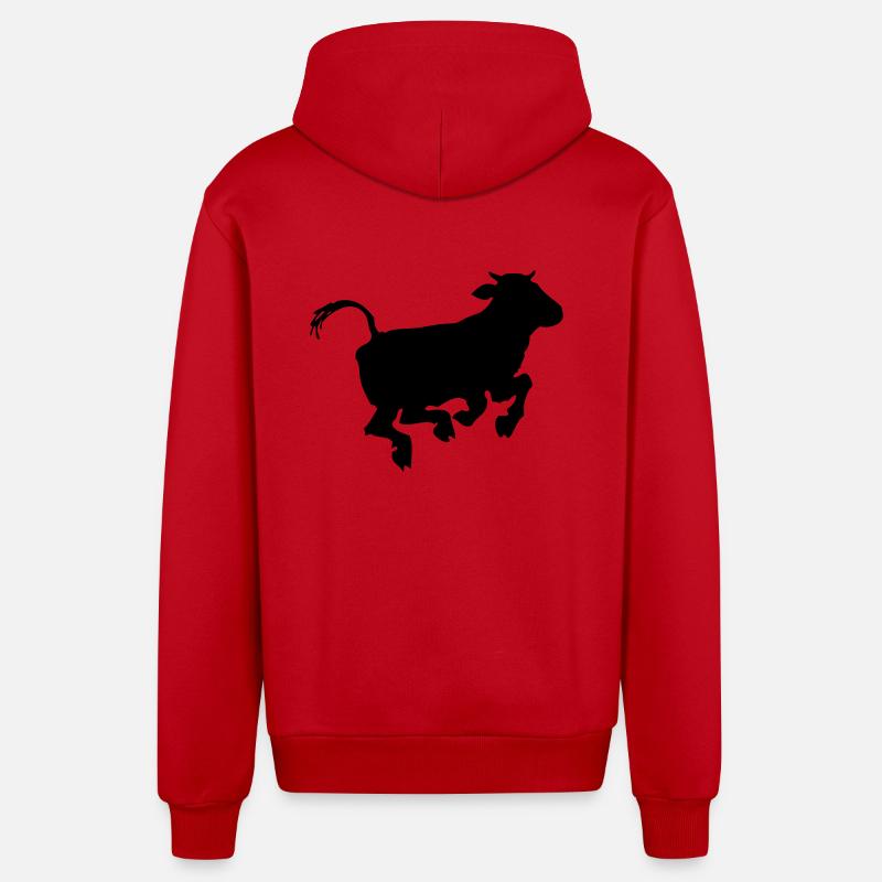 vache joyeuse - Veste à capuche bio décontractée fabriquée en UE - rouge