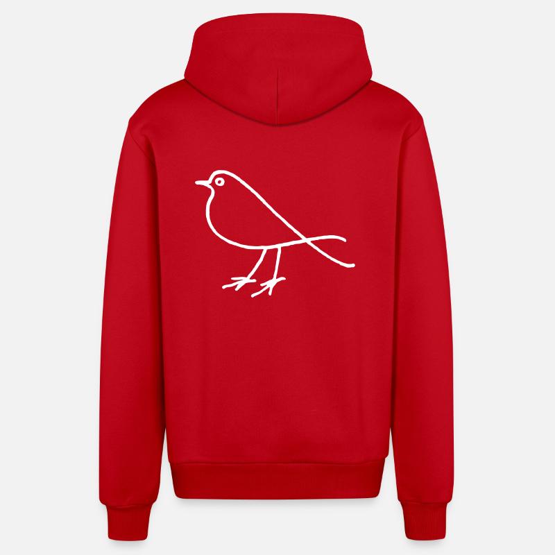 oiseau - Veste à capuche bio décontractée fabriquée en UE - rouge