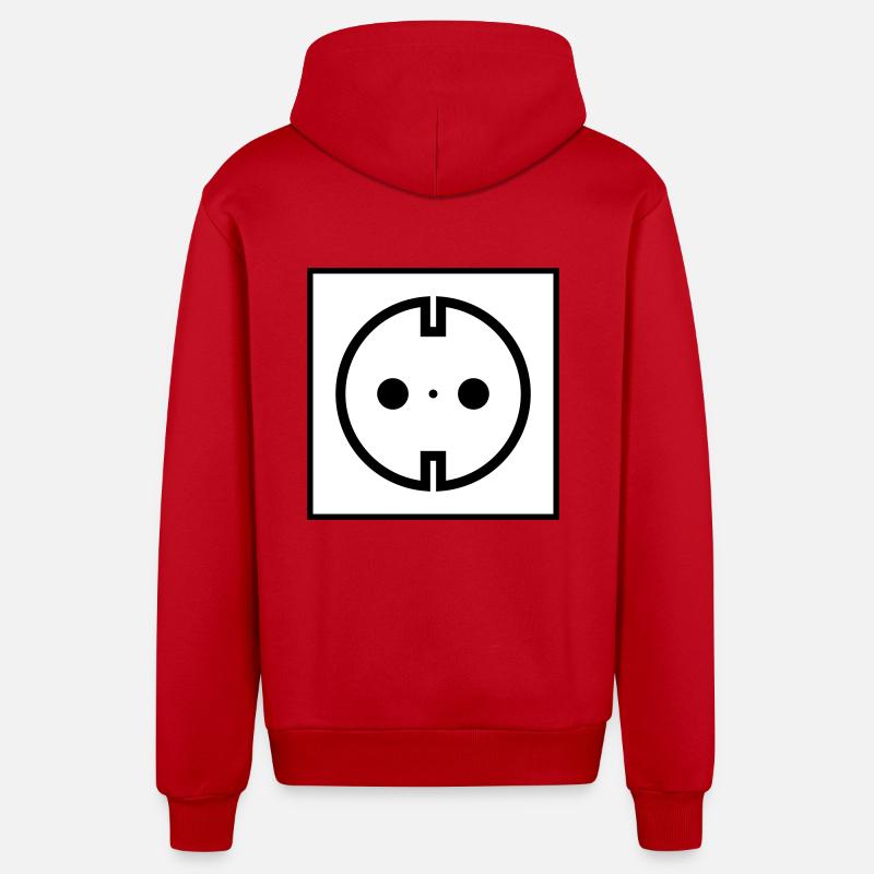 Steckdose Strom - Organic Relaxed Kapuzenjacke Made in EU - Rot