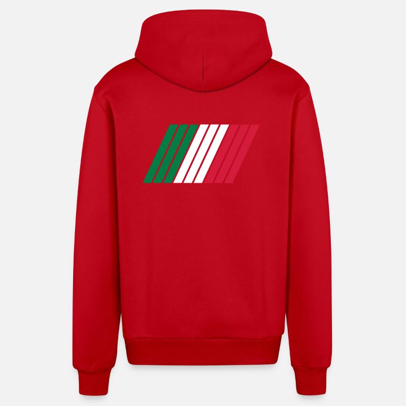 Rayures Italie - Veste à capuche bio décontractée fabriquée en UE - rouge