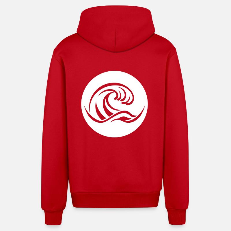 Vague mer symbole eau - Veste à capuche bio décontractée fabriquée en UE - rouge