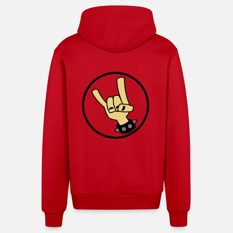 Devil Rock Hand 01 - Organic Relaxed Kapuzenjacke Made in EU - Rot