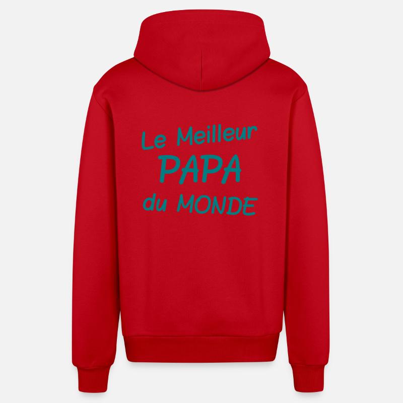 Le meilleur papa du monde - Veste à capuche bio décontractée fabriquée en UE - rouge