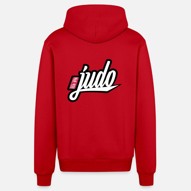 judo - Veste à capuche bio décontractée fabriquée en UE - rouge