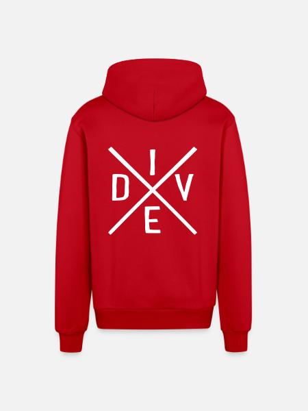 dive - Organic Relaxed Hooded Jacket Made in EU - red