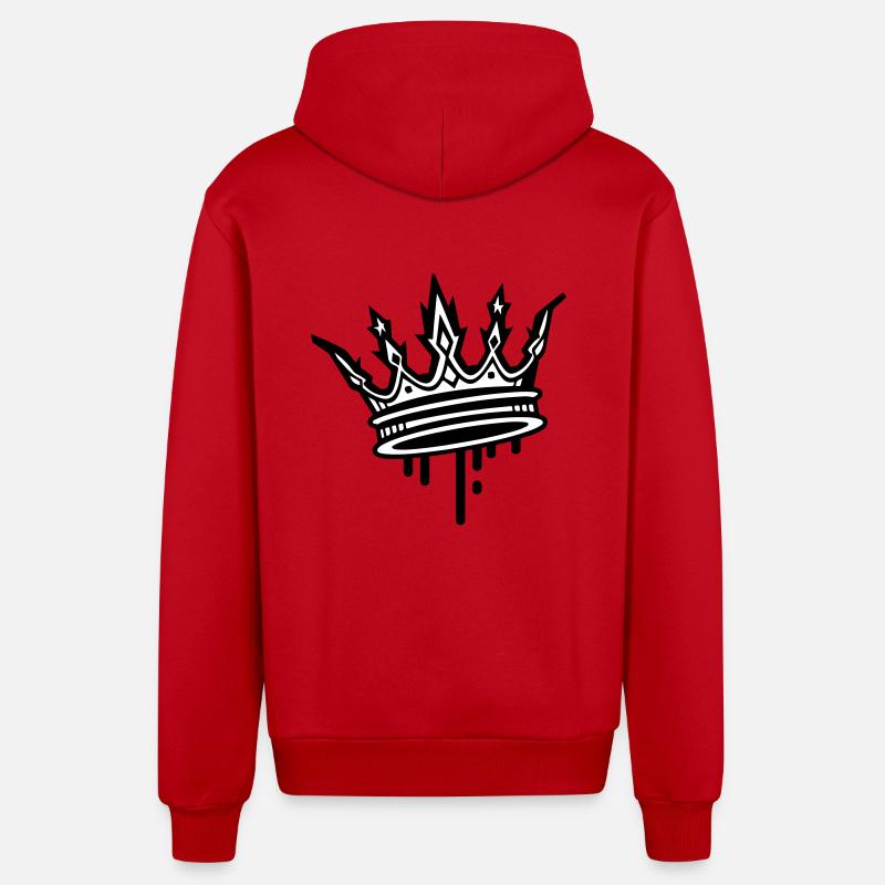 Krone King Symbol - Organic Relaxed Kapuzenjacke Made in EU - Rot