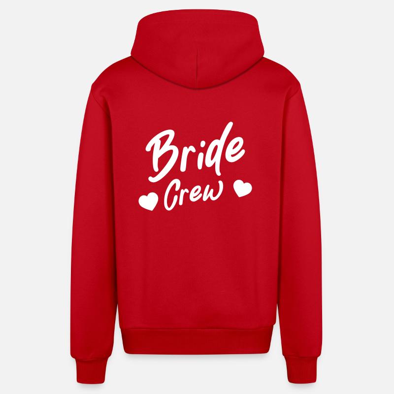 Bride Crew Heart - Organic Relaxed Hooded Jacket Made in EU - red