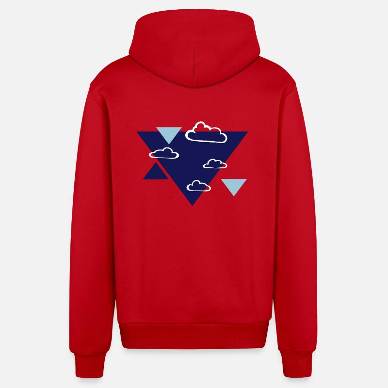 Clouds - printing inks freely selectable - Organic Relaxed Hooded Jacket Made in EU - red