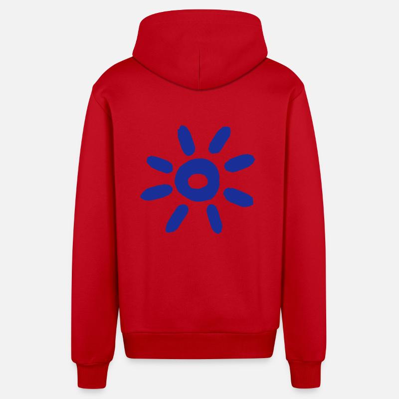 Blaue Sonne - Organic Relaxed Kapuzenjacke Made in EU - Rot