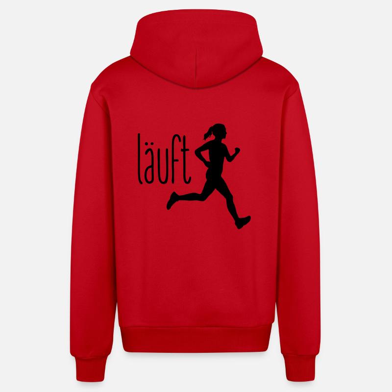 Jogging Frau läuft - Organic Relaxed Kapuzenjacke Made in EU - Rot