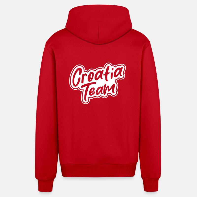 Équipe Croatie - Veste à capuche bio décontractée fabriquée en UE - rouge