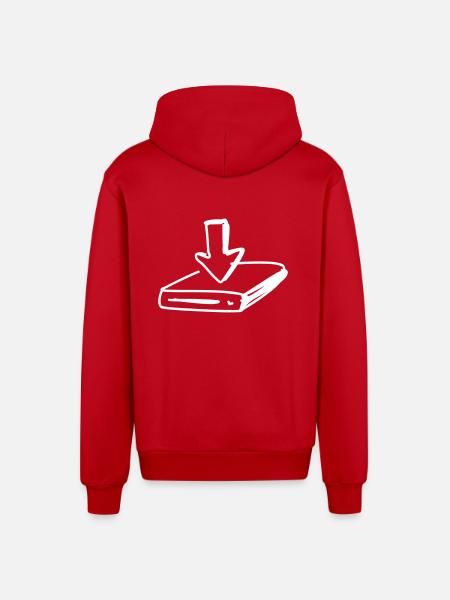Hard disk with arrow - Organic Relaxed Hooded Jacket Made in EU - red