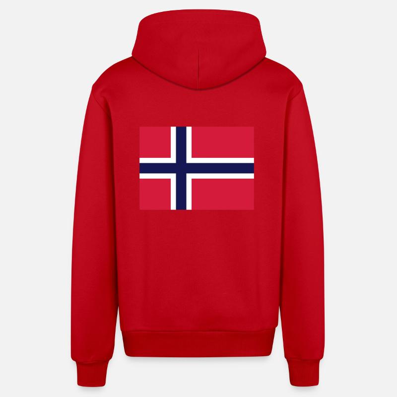 Drapeau de la Norvège - Veste à capuche bio décontractée fabriquée en UE - rouge